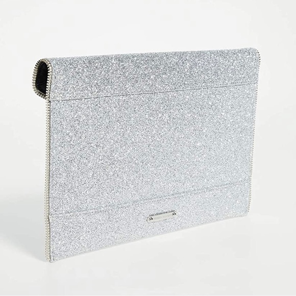 Rebecca Minkoff Silver Glitter Leo Clutch EUC - Picture 4 of 17